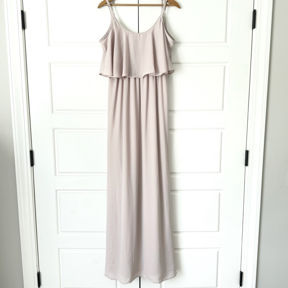 Show Me Your Mumu Chiffon Maxi Dress Size M Beige Wedding Formal Elegant Flowy